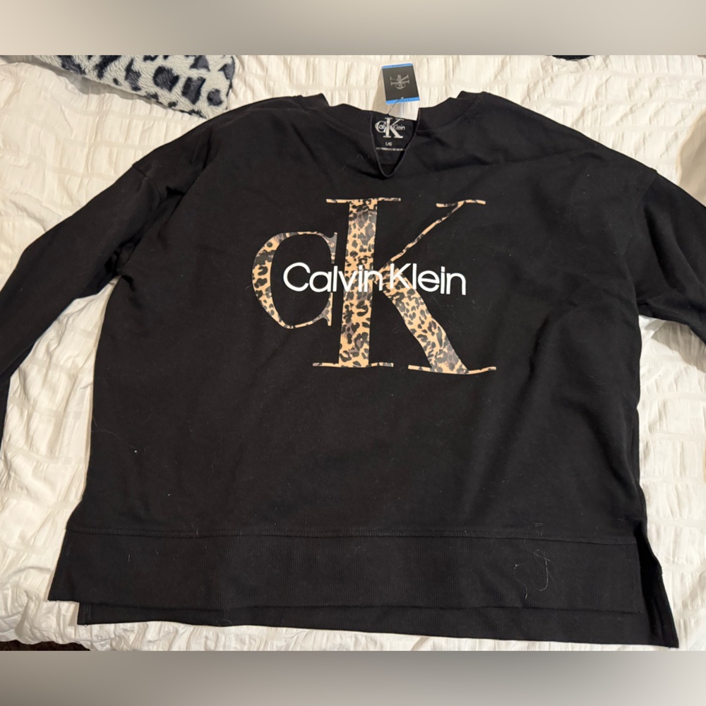 Calvin Klein Black Leopard Logo Sweatshirt